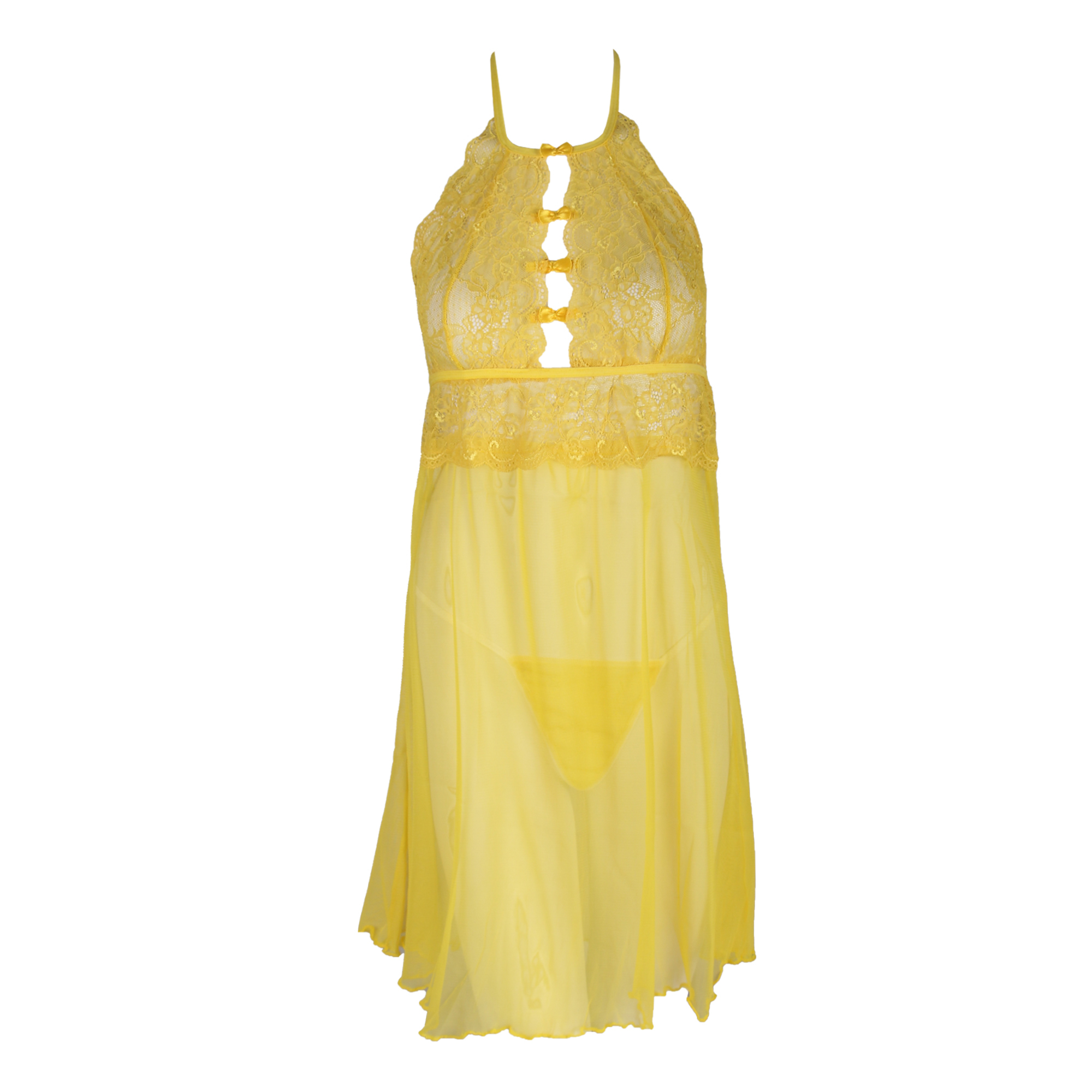 لباس خواب زنانه دانتل زرد کد 454